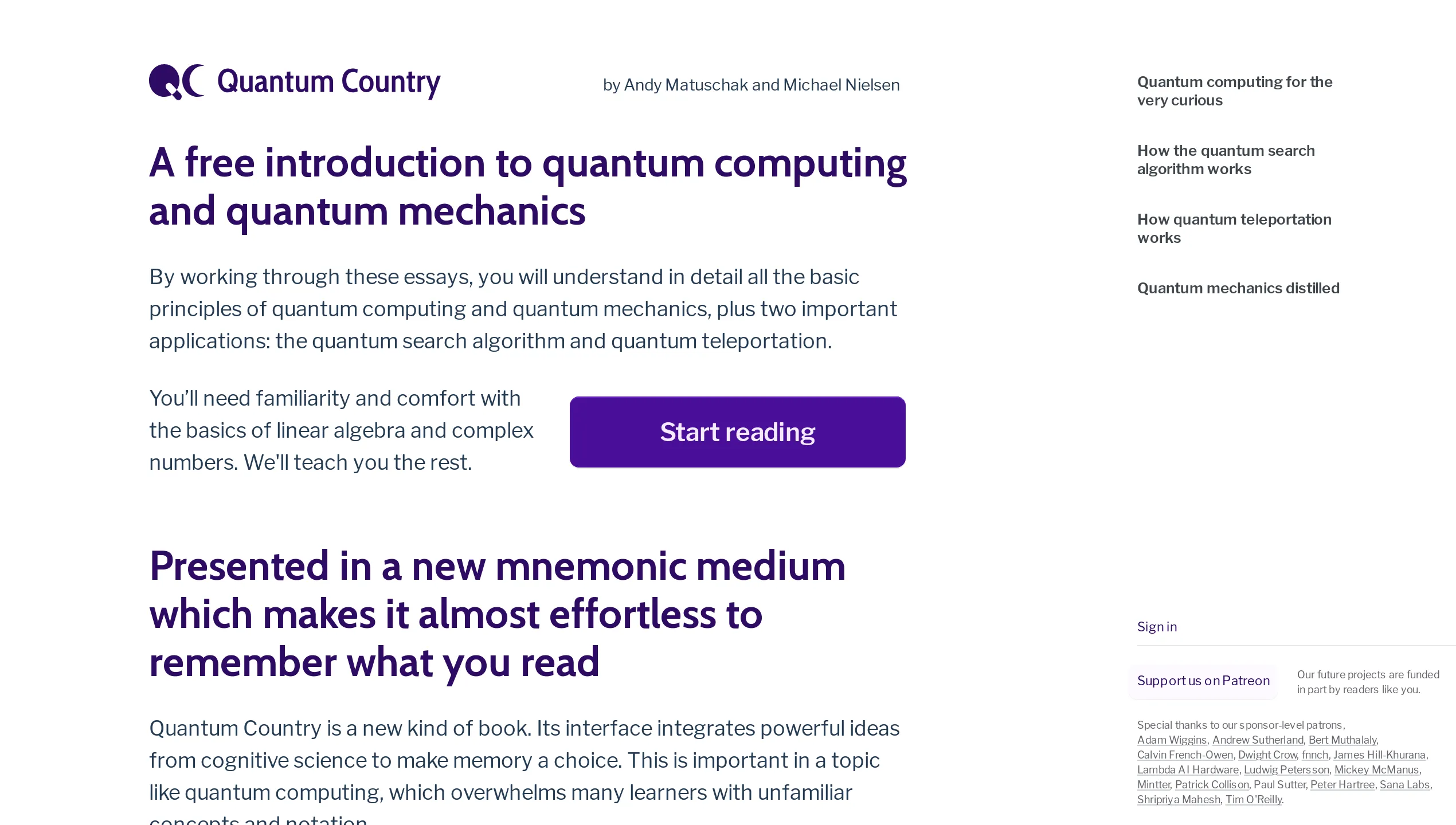 A screenshot of Quantum Country