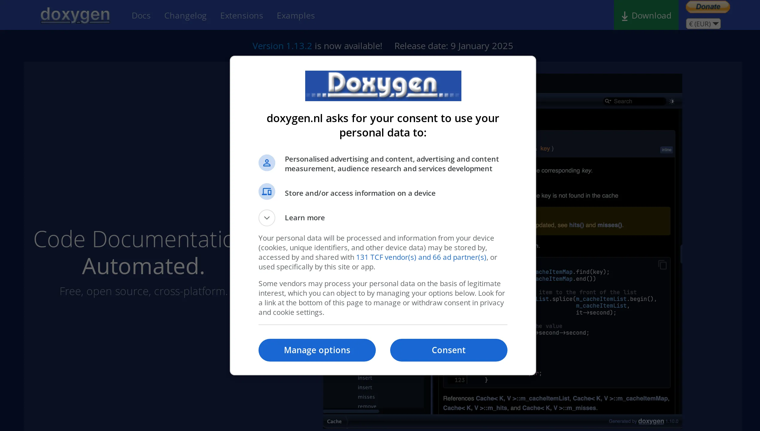 A screenshot of Doxygen