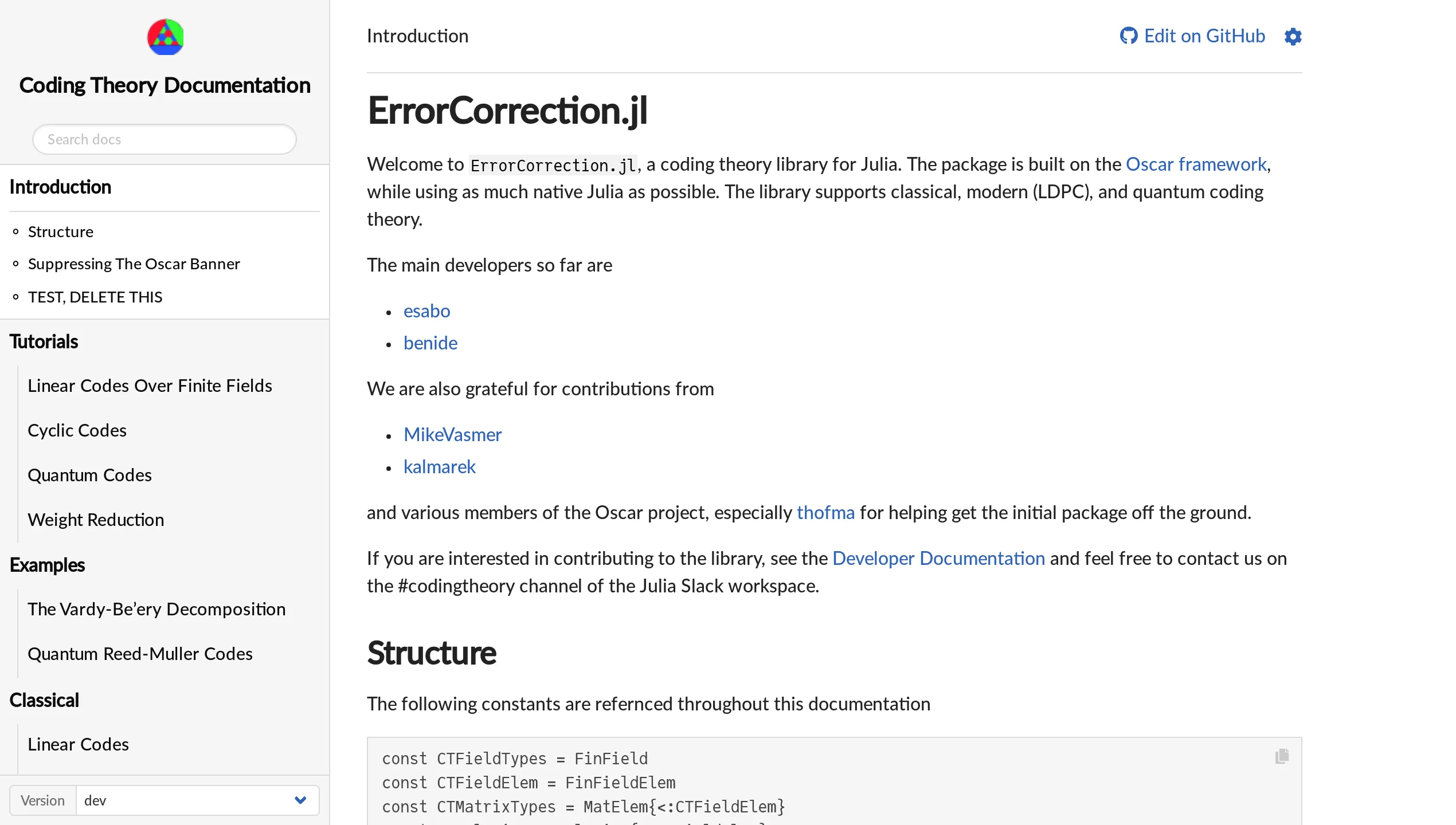 A screenshot of ErrorCorrection.jl
