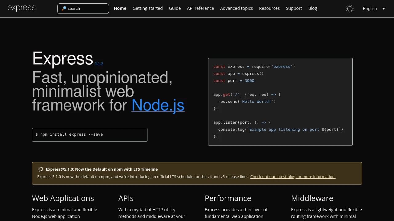 A screenshot of Express