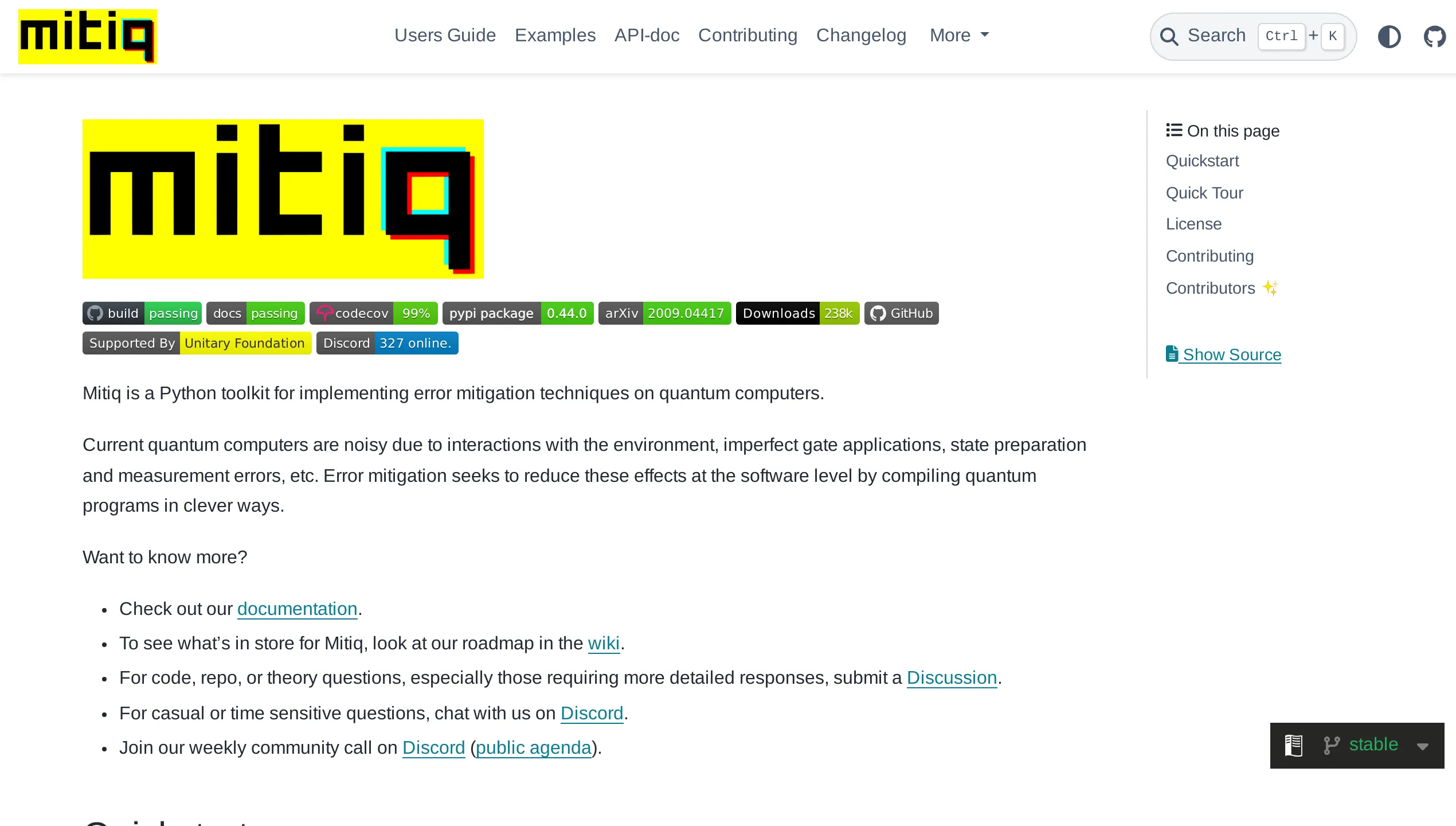 A screenshot of Mitiq
