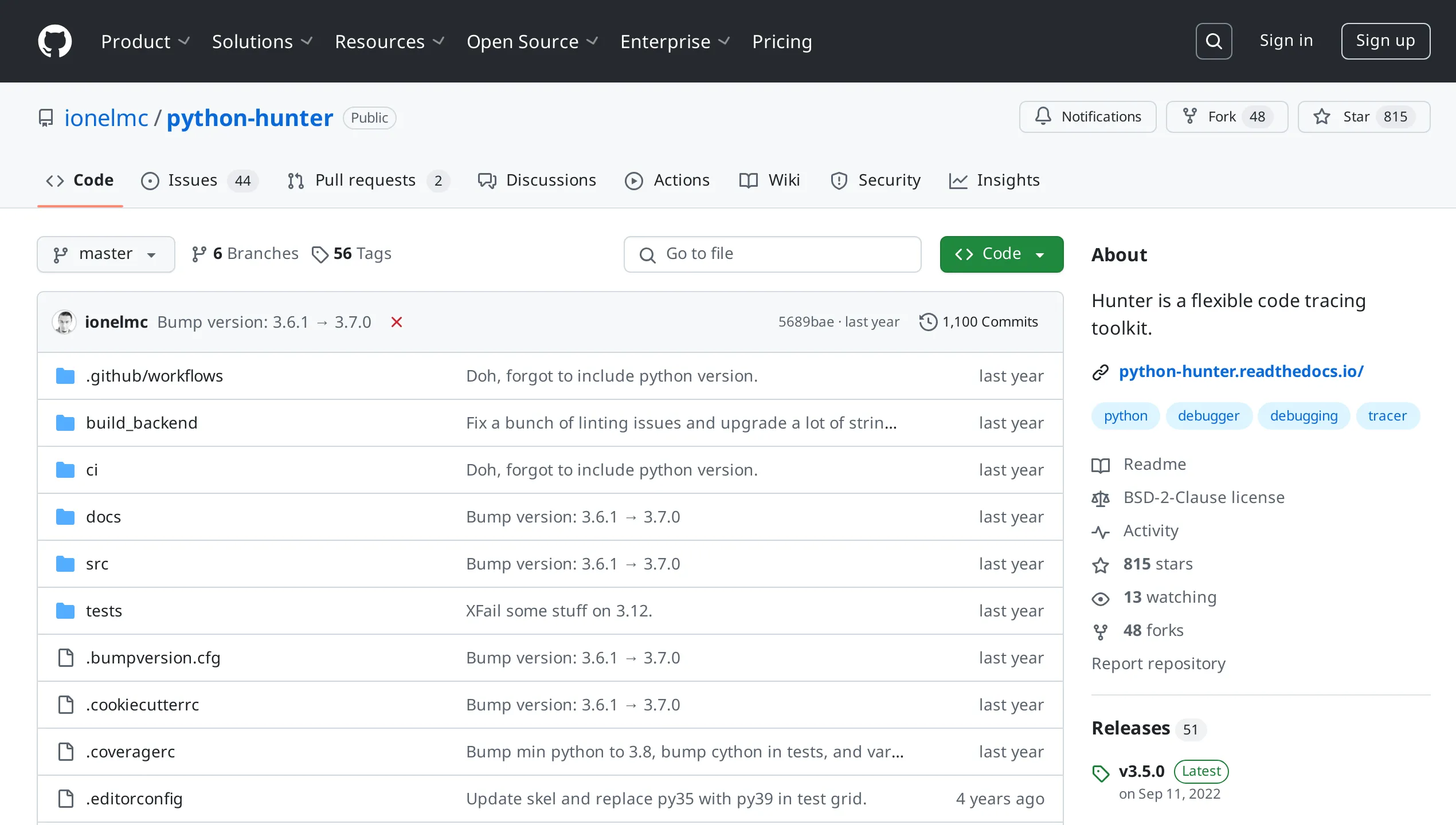 A screenshot of Python Hunter
