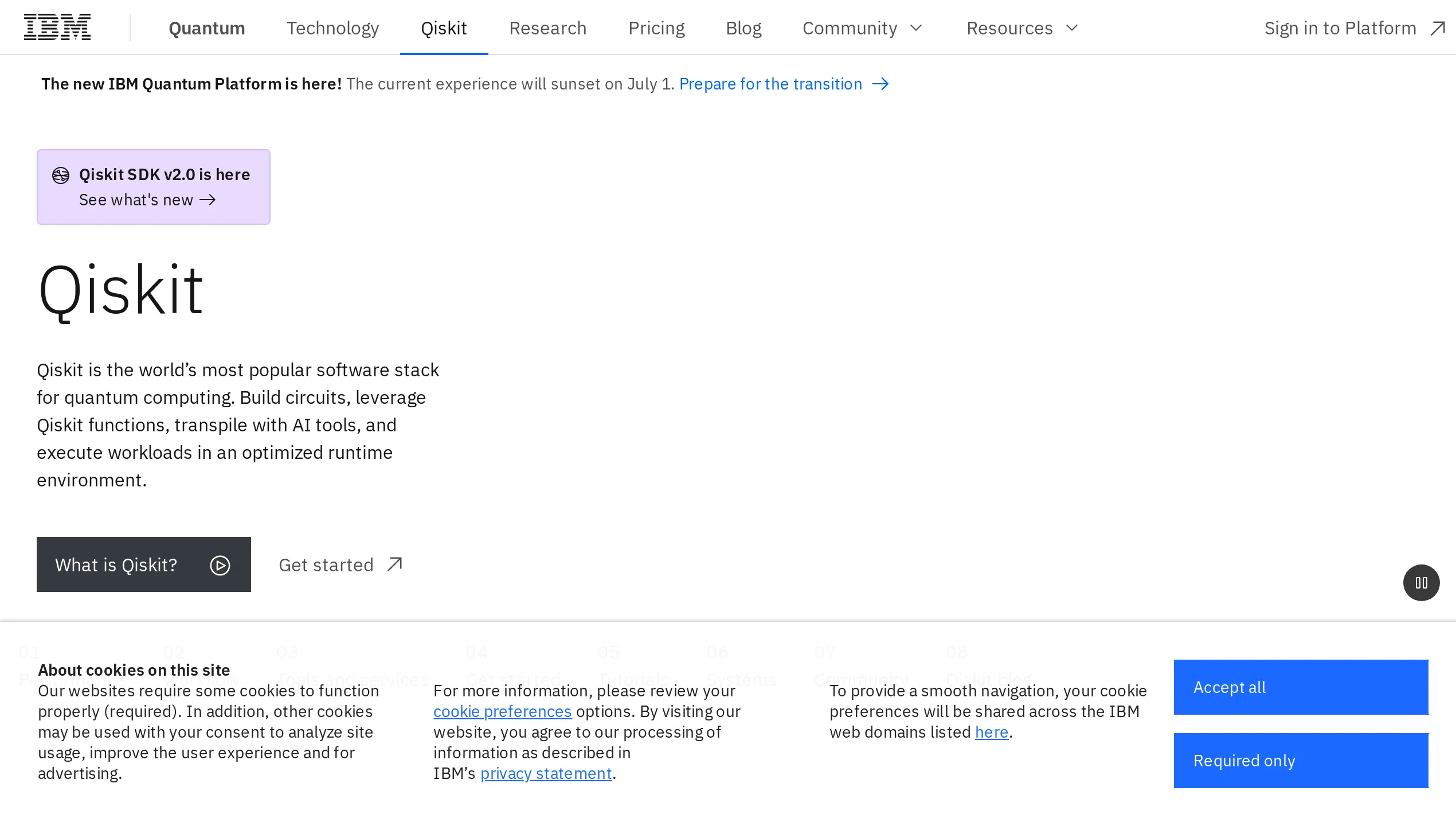 A screenshot of Qiskit