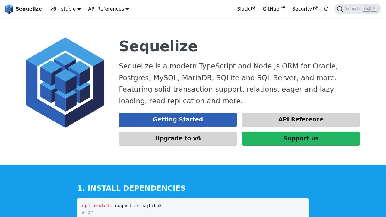 A screenshot of Sequelize