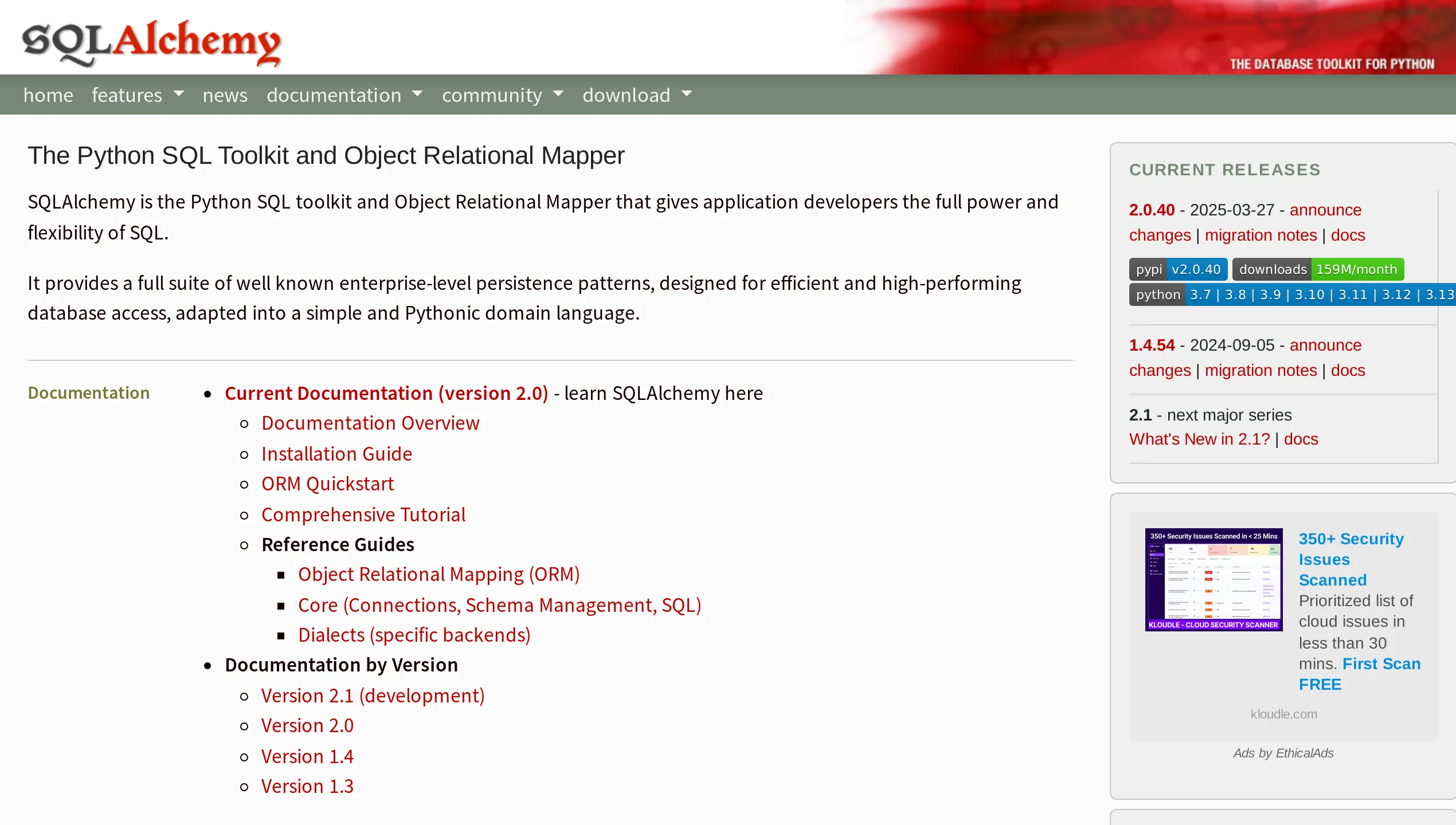 A screenshot of SQLAlchemy