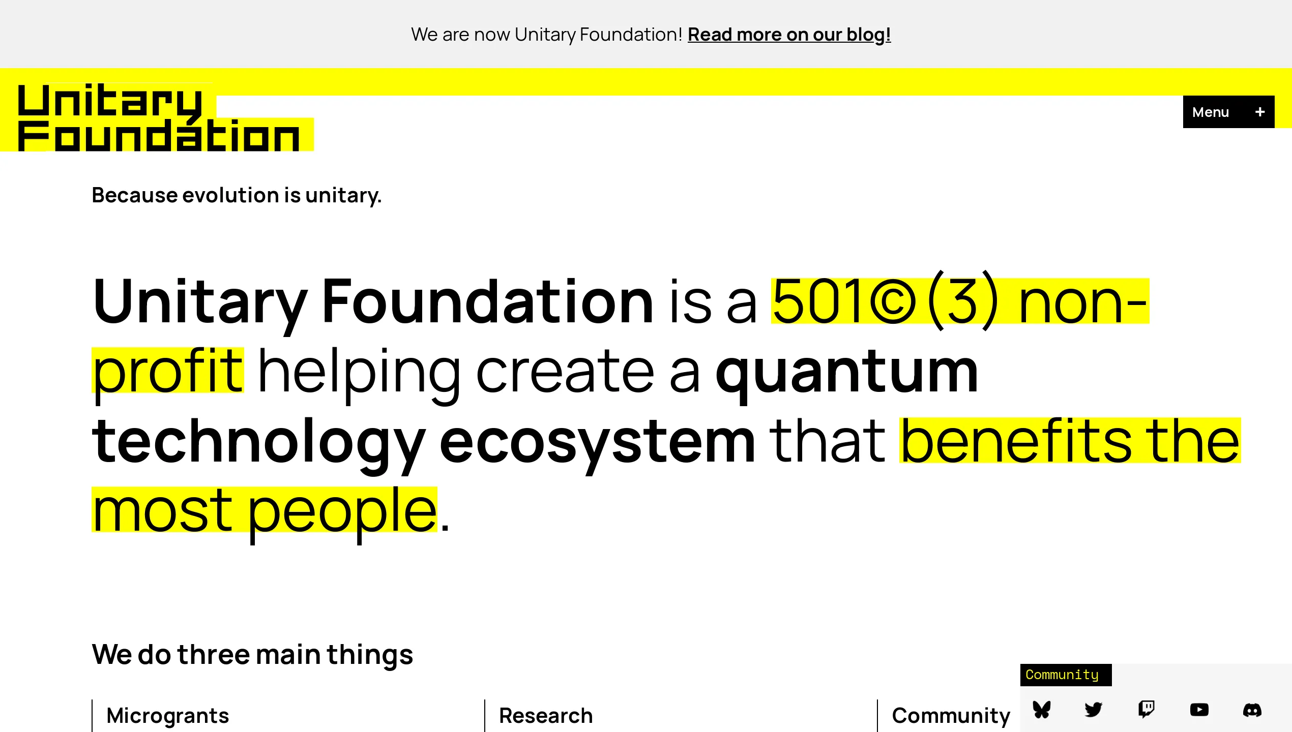 A screenshot of Unitary Foundation