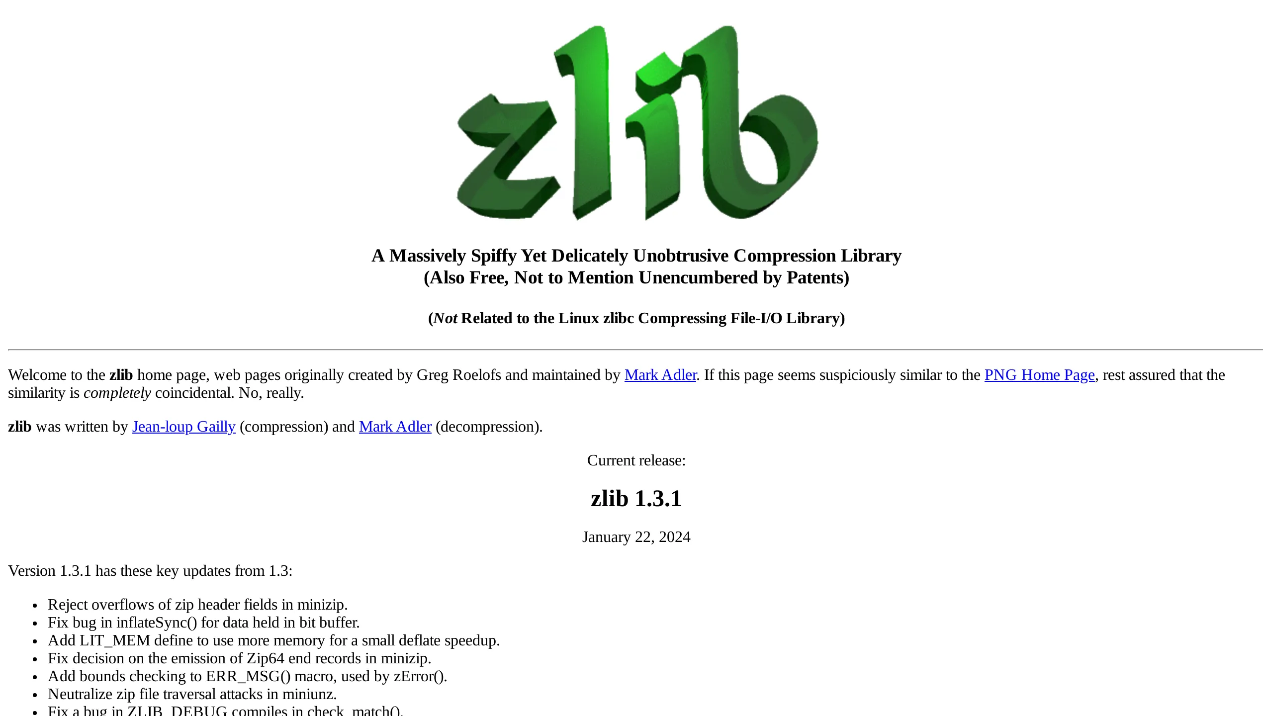 A screenshot of Zlib