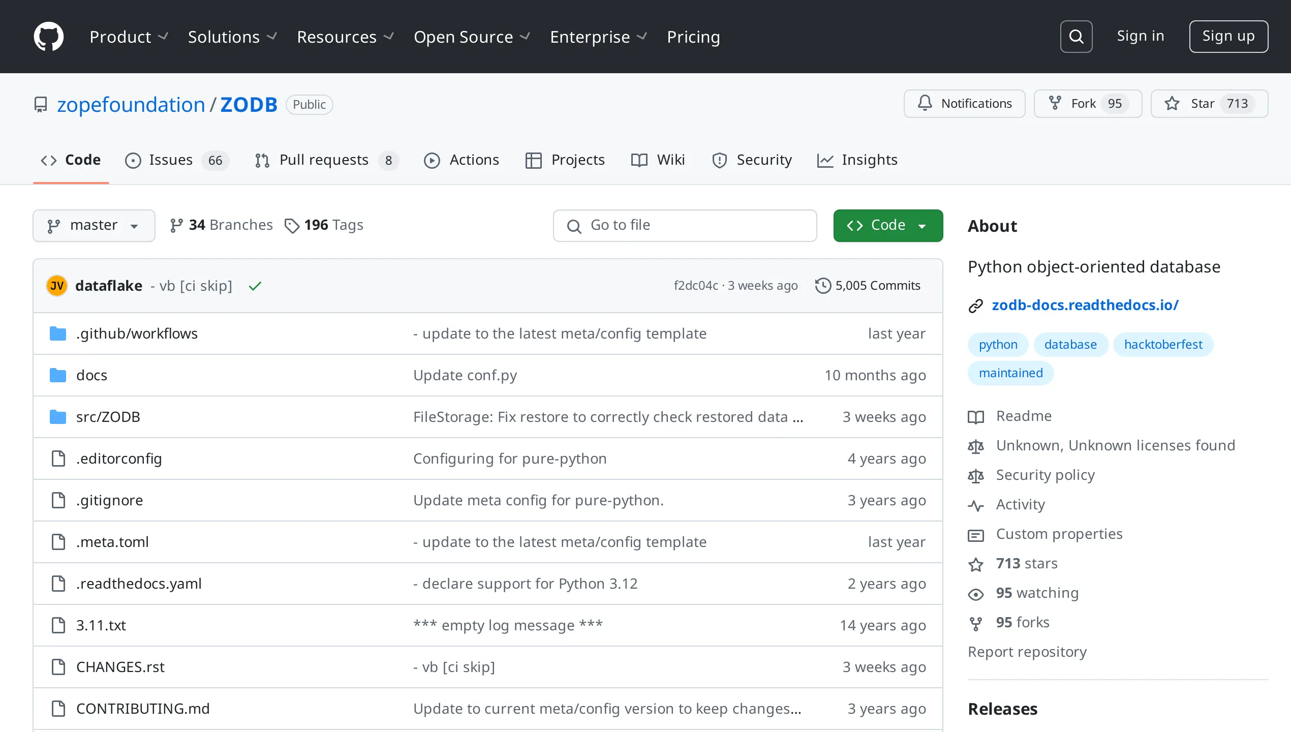 A screenshot of ZODB