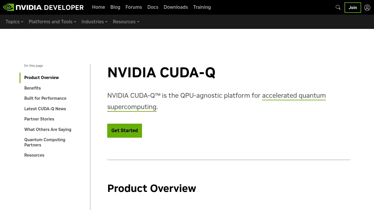 A screenshot of CUDA-Q